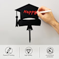 Miniatyrbillede 3 af 4: 4 stk. 2021 Graduation Party Trencher Kage Toppers Akryl Kage Toppers Sort 17X13CM
