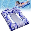Miniatyrbild 1 av 4: Uppblåsbar PVC-hängmatta för pool, sommarvattenmadrass, flytande säng för pool, stabil vattenboj för vuxna och barn