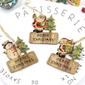 Miniatyrbilde 2 av 5: Pakke med 3 trykte trehengende snømenn, julenisse og elg anheng juletrpynt koder ChrSKhaki