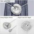 Miniatyrbillede 2 af 5: Hvide Gardinbindere med Magnetiske Knapper, Gardinbindere (Sæt af 2) Legering Lotus Dekorative Magnetiske Gardinbindere til Soveværelse