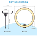 Miniatyrbillede 4 af 5: 10\" Selfie Ringlys med Tripod Stativ, Dæmpbar Desktop LED Lampe Kamera Ringlys med Trådløs Fjernbetjening Lukker til Live Stream/makeup/youtube Video