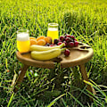 Miniatyrbild 3 av 5: Fällbart picknickbord i trä med vinglashållare, bärbar kreativ 2-i-1 vinglasställ, fack för ost och frukt