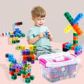 Miniatyrbild 3 av 3: Building Blocks Set 100 Pieces Colorful Cube Blocks Educational Math Toy Creative Learning Kit Gift for Kids