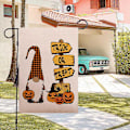 Pikkukuva 2 / 5: Halloween-lippu Gnome-kasvottomalla nukella Kurpitsa Puutarhalippu Maalaistalon Lomapuutarha Piha Parveke Ikkuna Koristelu Tyyli 9