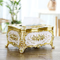 Miniatyrbillede 2 af 4: Luksuriøs Vævsæske med Dæksel Akryl Vævsboks Elegant Design Serviet Holder til Hjemmet Badeværelse (Guld med Hvid)