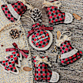 Miniatyrbillede 5 af 5: Julepynt Træpynt, 8 stk Rød Sort Buffalo Check Plaid Syning Bu