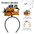Pikkukuva 5 / 5: Halloween-hiuspanta, Upea Keltainen Happy Halloween -Teksti Hattu Hiusten Asusteet Hiuspanta Naisille ja Pojille Hiuspanta B