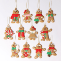 Miniatyrbild 1 av 5: 12 stycken pepparkaksgubbe-prydnader för julgransdekorationer, fina hängande dockcharm, rolig barnpresent till julgranspynt, semester, Mul