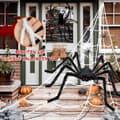 Miniatyrbild 2 av 6: Halloween Decorations, Realistic Outdoor Plush Spider (50cm) + 5 Meter White Triangular Spider Web