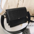 Miniatyrbild 4 av 5: Modehandväska i läder för kvinnor och flickor, axelväska, crossbody-väska, tote, messenger, svart