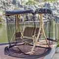 Miniatyrbillede 3 af 5: Udendørs Gyngestol Mesh Net Ultra Stor Myggenet Lynlås Lukning Netgardin Vandafvisende Terrasse Sæde Mesh Baldakin Cover