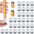 Miniatyrbild 1 av 5: 32 stycken Silikon Stolsbenskydd, Små Stolsglidskydd, Transparenta Silikon Golvskydd för Stolsben med Järnglidare