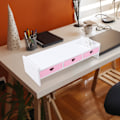 Miniatyrbilde 3 av 5: Rosa kontor oppbevaringsstativ skrivebord arrangør med telefonholder, hjemmedekor displayhylle, bursdagsgaver （50,5*18,5*12cm）