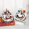 Miniatyrbillede 2 af 5: ２PCS Juleby med Farverige Lys og Musik, Letvægts Julehus, Dekorative Julehuse, Jule Minihus
