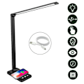 Pikkukuva 2 / 5: LED-pöytälamppu, himmennettävä pöytälamppu 6W langattomalla latauksella ja USB-latausliitännällä, silmien suojaava lukulamppu, 5 kirkkaustasoa, kosketuspaneeli