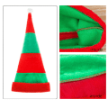 Miniatyrbild 5 av 5: Klassisk Lång Julhatt Röd och Grön Randig Tomte Elfhatt Unisex Juldekoration
