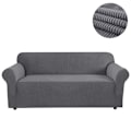 Miniatyrbild 2 av 5: Stretch Soffaöverdrag Möbelskydd Sofföverdrag Mjuk Med Elastisk Bottencheckar Fleece Universal Enfärgad Soffaöverdrag Ljusgrå 185x235cm Light grey 185x235cm