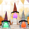 Pikkukuva 4 / 5: Halloween-tonttu riippuva koriste LED-valolla, käsintehty ruotsalainen Tomte, skandinaavinen tonttu puuhun, takkaan, koristeeksi