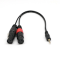 Miniatyrbillede 3 af 5: 3-polet 2 XLR Hun til 3,5 mm 1/8' TRS Han Stik Stereo Lydkabel Adapterledning Sort