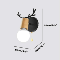 Miniatyrbillede 4 af 5: Moderne Nordisk Design Hjortegevirs Formet Trævægslampe Med Træknap (sort)