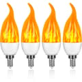 4-pakning 3W E14 LED-pære med flammeeffekt, 3 lysmoduser, dekorativ lampe
