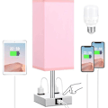 Miniatyrbillede 2 af 5: Stof Bordlampe Berøringsdæmpning A+c Usb 2 Huller Ac Stik Soveværelse Natbord Lampe