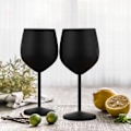 Miniatyrbillede 5 af 5: 2 stk. (sorte) vinglas, julegave, klart glas, vinglas med lang stilk til rød- og hvidvin - (sæt med 2), mors dags-gave