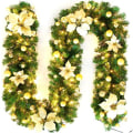 Miniatyrbilde 4 av 5: Julekrans, 2.7m Peis Trapper Dekorert Feelyst Led Lys Ornament Julekrans For Dekorasjon (gull)