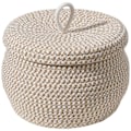 Miniatyrbilde 1 av 3: Rund kurv med lokk Dekorativ kurv Organiseringskurv Bomullsreptopp Kurv med lokk 21X21X17CM 21X21X17CM