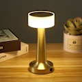Miniatyrbilde 2 av 3: LED Bordlampe med Berøringsføler, 3 Lysstyrkenivåer, Oppladbart Batteri Opptil 48 Timer Bruk, Nattelys for Barnehage, (Gull)