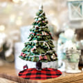 Miniatyrbild 4 av 5: 2 st Buffalo Plaid Julgransskjort Julgransmatta för lantlig julfest Dekorationer inomhus utomhus