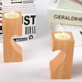 Miniatyrbilde 4 av 5: Tealight-lysestakelys, Trelysestakelys for Bord, Sett med 2 Kombinerte Hjerte-lysestakelys for Hjemmedekorasjon, Kvadratisk Square