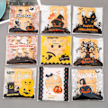Miniatyrbillede 2 af 5: 100 stk Halloween Slikposer Selvhæftende Tegneserie Græskar Hexe Spøgelse Tryk Klar Snack Emballage Snackposer Glad Græskarhat