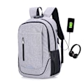 Miniatyrbild 1 av 5: Laptopryggsäck för resor, stöldskyddad laptopryggsäck för män, affärsryggsäck, arbetsryggsäck med USB-laddningsport, grå