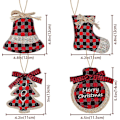 Miniatyrbillede 2 af 5: Julepynt Træpynt, 8 stk Rød Sort Buffalo Check Plaid Syning Bu