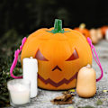 Miniatyrbilde 3 av 5: Halloween-lykt med håndtak, gresskarlampe, 1 stk dekorativ gresskarlampe, håndholdt gresskarlampe med justerbar ledning LED