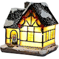 Miniatyrbild 1 av 5: Julbyhus i bymiljö, LED-julkulor i harts med varmt vitt ljus, batteridriven - juldekorationer (1 st, gul)