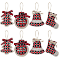 Miniatyrbillede 1 af 5: Julepynt Træpynt, 8 stk Rød Sort Buffalo Check Plaid Syning Bu