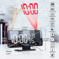 Miniatyrbild 5 av 5: Projektionsväckarklocka för sovrum, digital väckarklocka med USB-laddare, 7,4 tum stor LED-spegeldisplay radioväckarklocka, svart