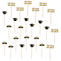 Pikkukuva 2 / 5: 24 kpl 2021 Valmistujaisjuhlat Trencher Kakun Koristeet Paperi Kakun Koristeet Kulta 2.5x5.5cm