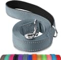 Reflective Nylon Dog Leash with Padded Handle Double-Sided Training Lead for Medium and Large Dogs 1.8m x 2.5cm Grey