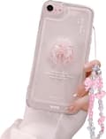 3D Rosa Rosett Ultratynt Gjennomsiktig iPhone-deksel, Stilig Glitterdesign for Kvinner & Jenter[JUN] iPhone7/8 iPhone7/8