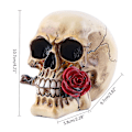 Miniatyrbillede 5 af 5: Rose Skull Harpikskranie Skrivebord Stue Halloween Party Spøgelseshus Dekorationer