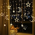 Miniatyrbillede 2 af 5: LED Gardinlys, Fe Lys Kæder Måner og Stjerner LED Natlys til Boligindretning Fest Stjerne Måne Ramadan Lys Kæder
