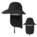 Miniatyrbillede 1 af 3: Mænds UPF 50+ Solbeskyttelseshat med Bred Skygge og Halsklap - Sort