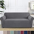 Miniatyrbild 3 av 5: Stretch Soffaöverdrag Möbelskydd Sofföverdrag Mjuk Med Elastisk Bottencheckar Fleece Universal Enfärgad Soffaöverdrag Ljusgrå 185x235cm Light grey 185x235cm