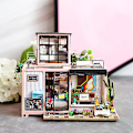 Miniatyrbillede 5 af 5: DIY Lily Veranda Møbleret Børne- og Voksen Loft Dukkehuse Miniature Dukkehuse Trækit Legetøj DG11 Lily VERANDA