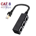 Miniatyrbild 2 av 5: RJ45 Ethernet-kontaktdelare 1 till 3 uttag Internetkabel Cat 5 6 7 Svart