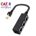 Pikkukuva 2 / 5: RJ45 Ethernet-liitäntäjakaja 1-3 pistorasiaa Internet-kaapeli Cat 5 6 7 Musta