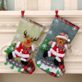 Miniatyrbilde 3 av 3: Julegavepose med julenisse, snømann, 3D-plysjsokk, hengende holdere til juletre, peis, dør, festpynt, ornament, 4 stk$